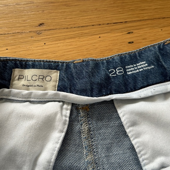 Lightly worn, washed Pilcro (Anthropologie brand) long denim shorts - size 28 - Picture 3 of 3